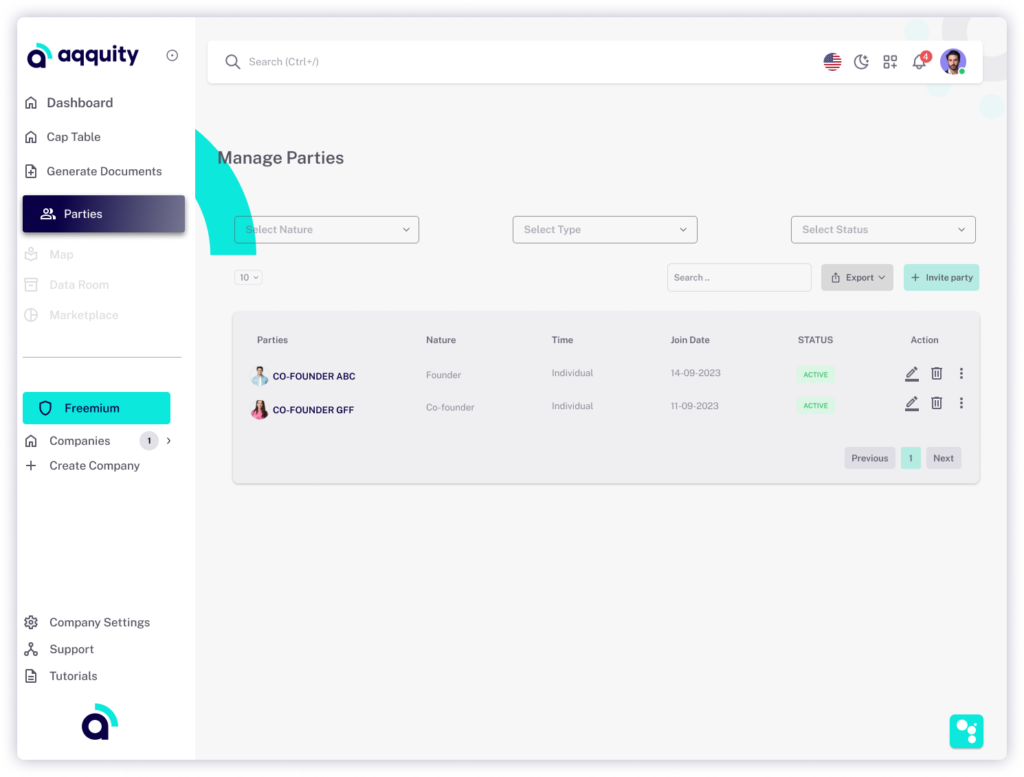 manage & add parties